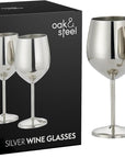 Stainless Steel Silver Wine Glasses