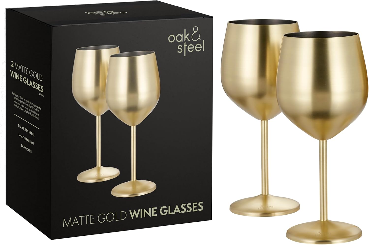 Stainless Steel Matte Gold Wine Glasses