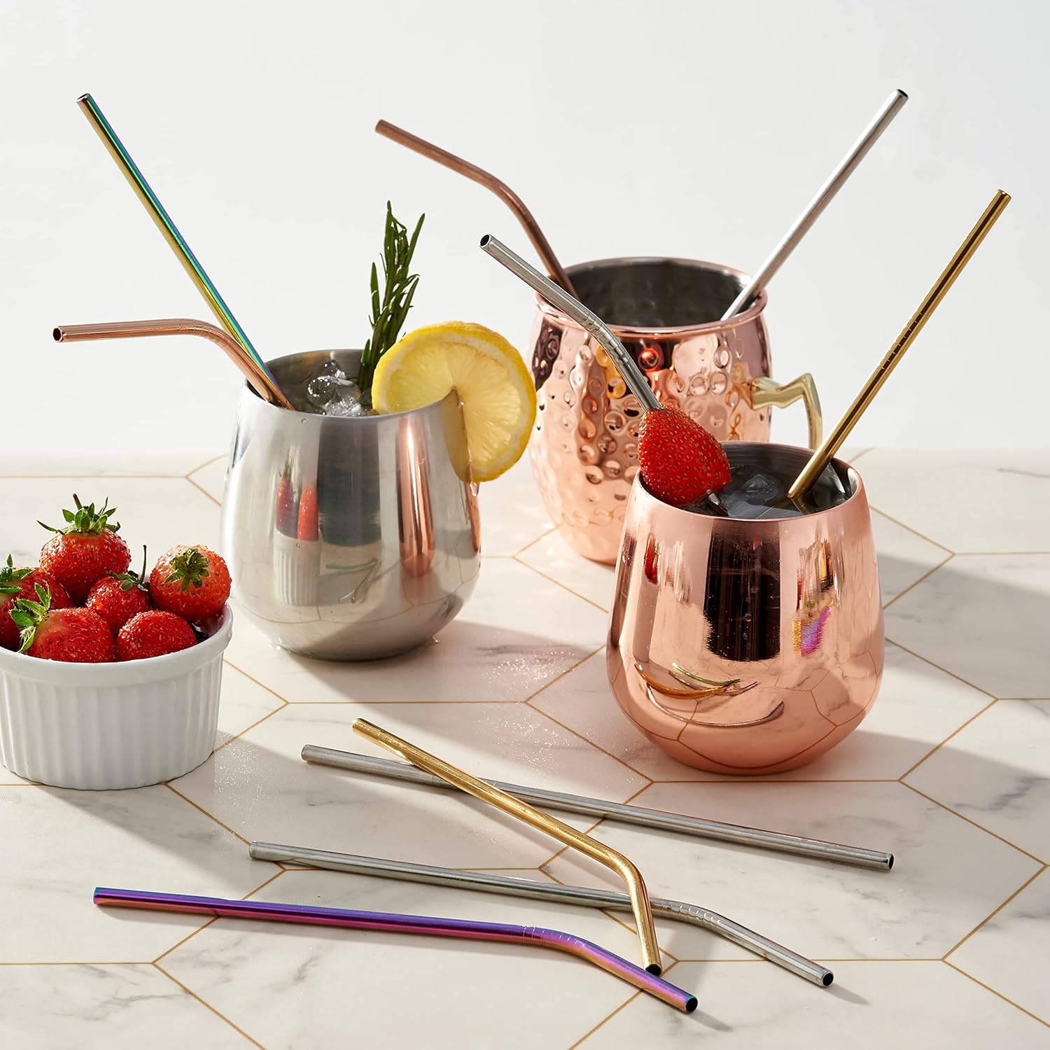 Reusable Metal Straws with Cleaning Brushes