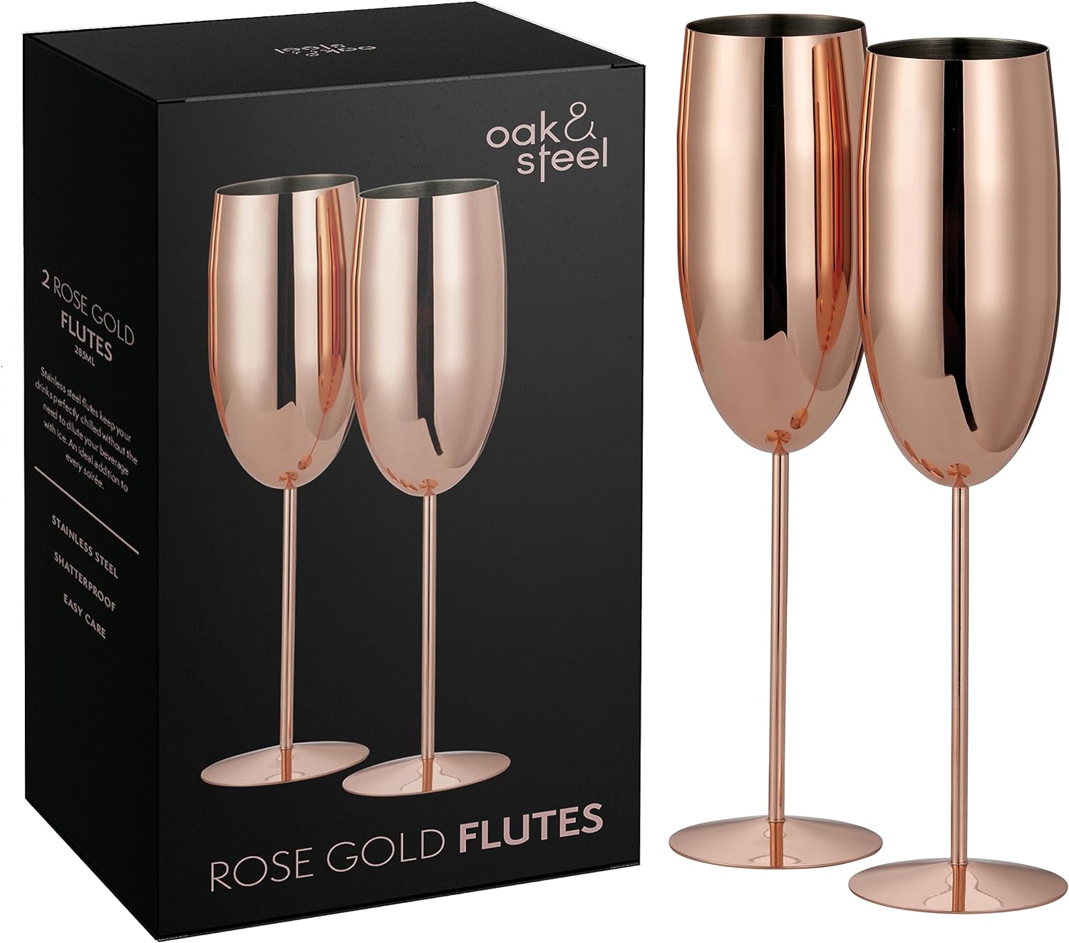 Stainless Steel Rose Gold Champagne Flutes