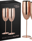 Stainless Steel Rose Gold Champagne Flutes