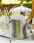Stainless Steel Silver Ice Bucket with Tongs