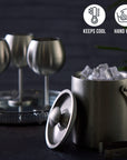 Stainless Steel Silver Ice Bucket with Tongs