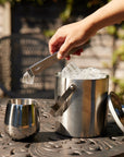 Stainless Steel Silver Ice Bucket with Tongs