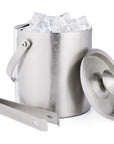 Stainless Steel Silver Ice Bucket with Tongs
