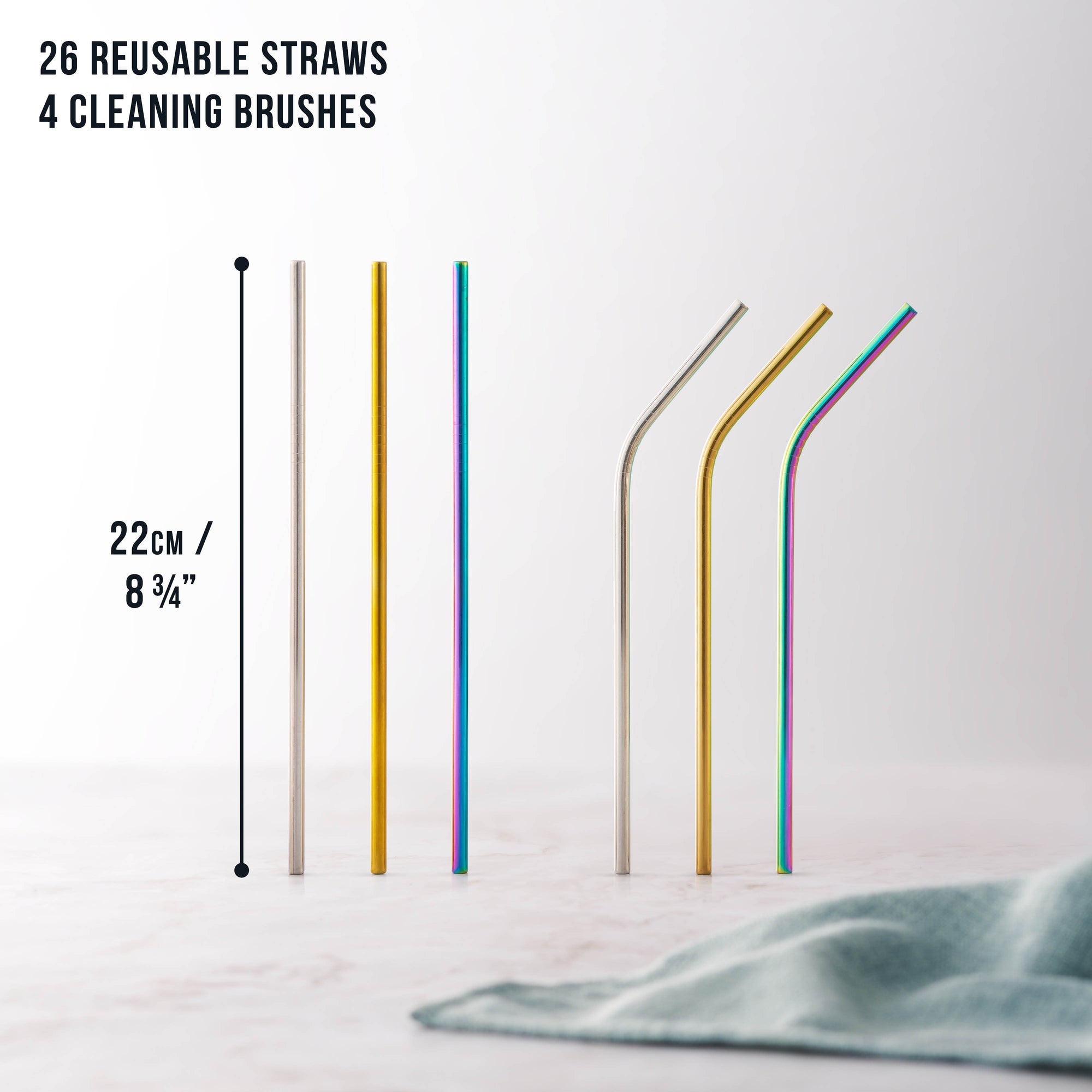 Reusable Metal Straws with Cleaning Brushes