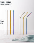 Reusable Metal Straws with Cleaning Brushes