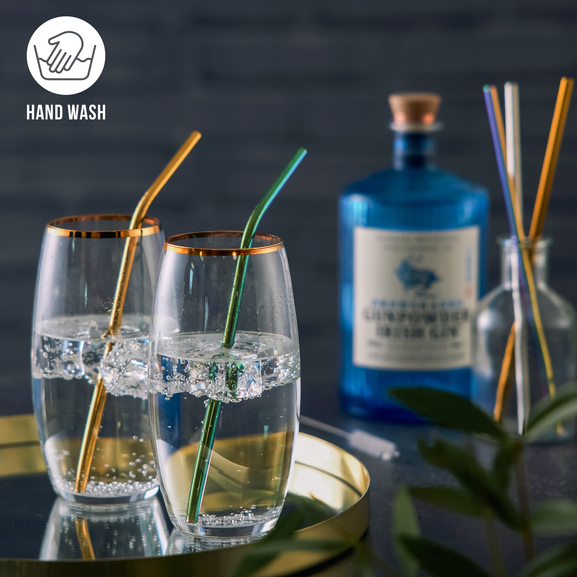 Reusable Metal Straws with Cleaning Brushes