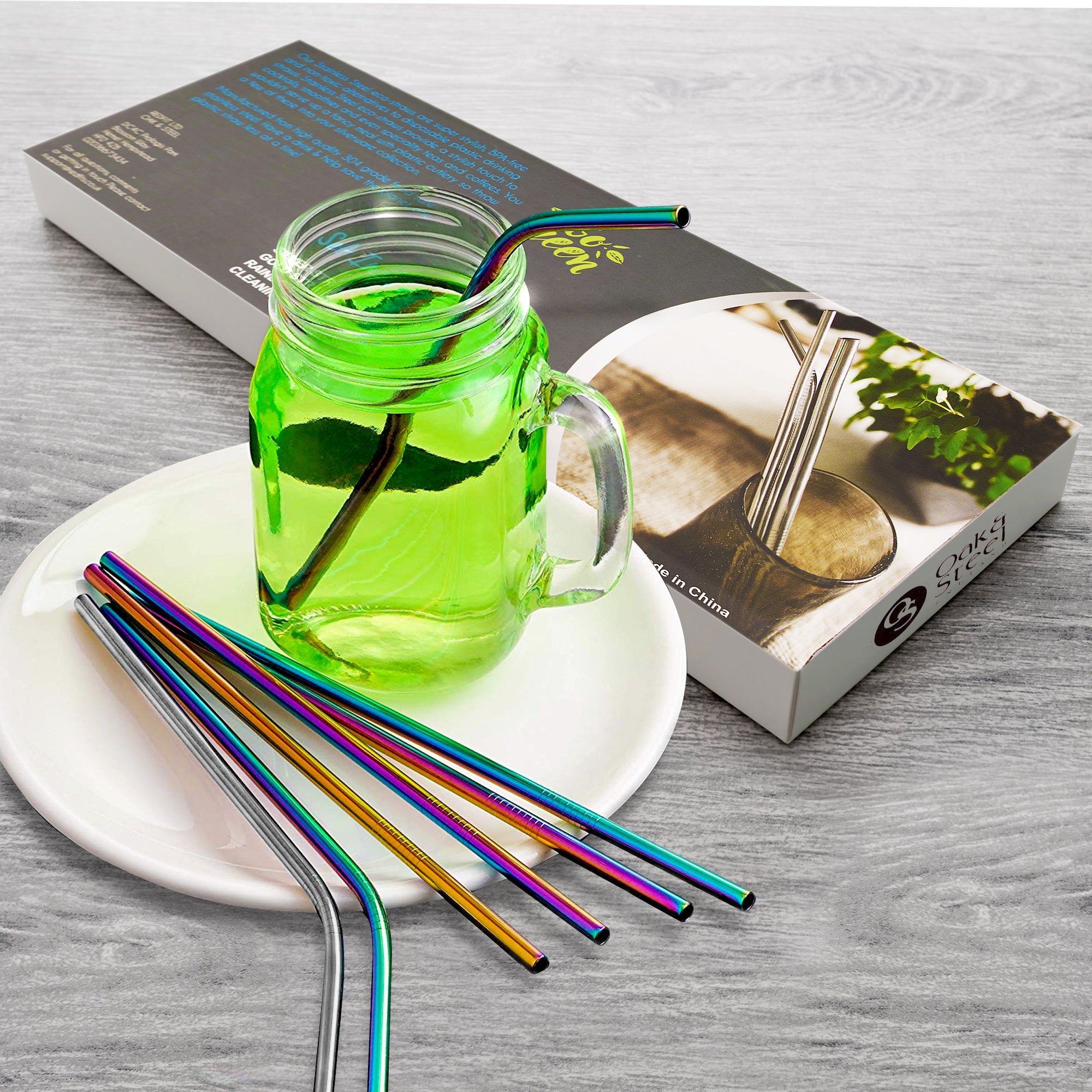 Reusable Metal Straws with Cleaning Brushes