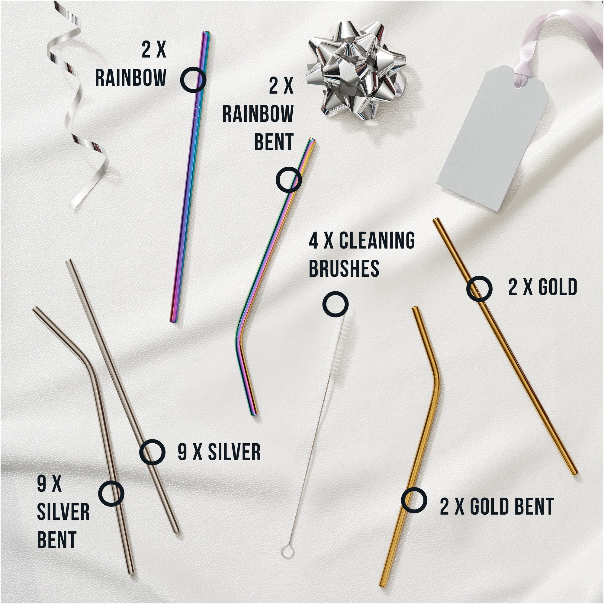 Reusable Metal Straws with Cleaning Brushes