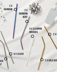 Reusable Metal Straws with Cleaning Brushes