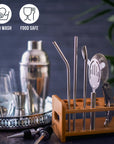 Stainless Steel Silver Cocktail Set with Stand