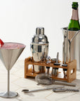 Stainless Steel Silver Cocktail Set with Stand