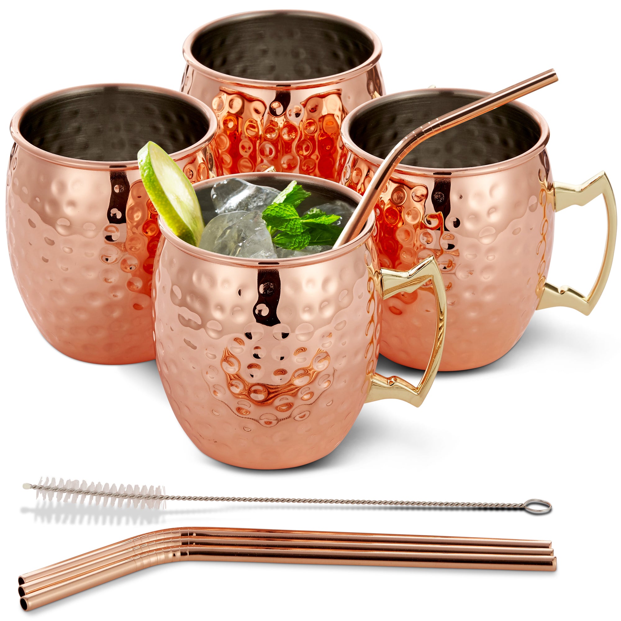 Stainless Steel Moscow Mule Cocktail Mug & Straw Set