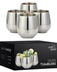 Stainless Steel Silver Tumblers with Straws