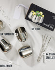 Stainless Steel Silver Tumblers with Straws