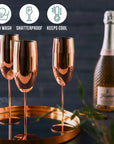 Stainless Steel Rose Gold Champagne Flutes