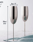 Stainless Steel Silver Champagne Flutes