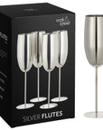 Stainless Steel Silver Champagne Flutes
