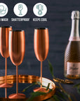 Stainless Steel Matte Rose Gold Champagne Flutes