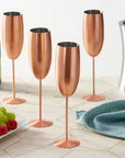 Stainless Steel Matte Rose Gold Champagne Flutes