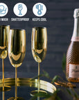 Stainless Steel Matte Gold Champagne Flutes