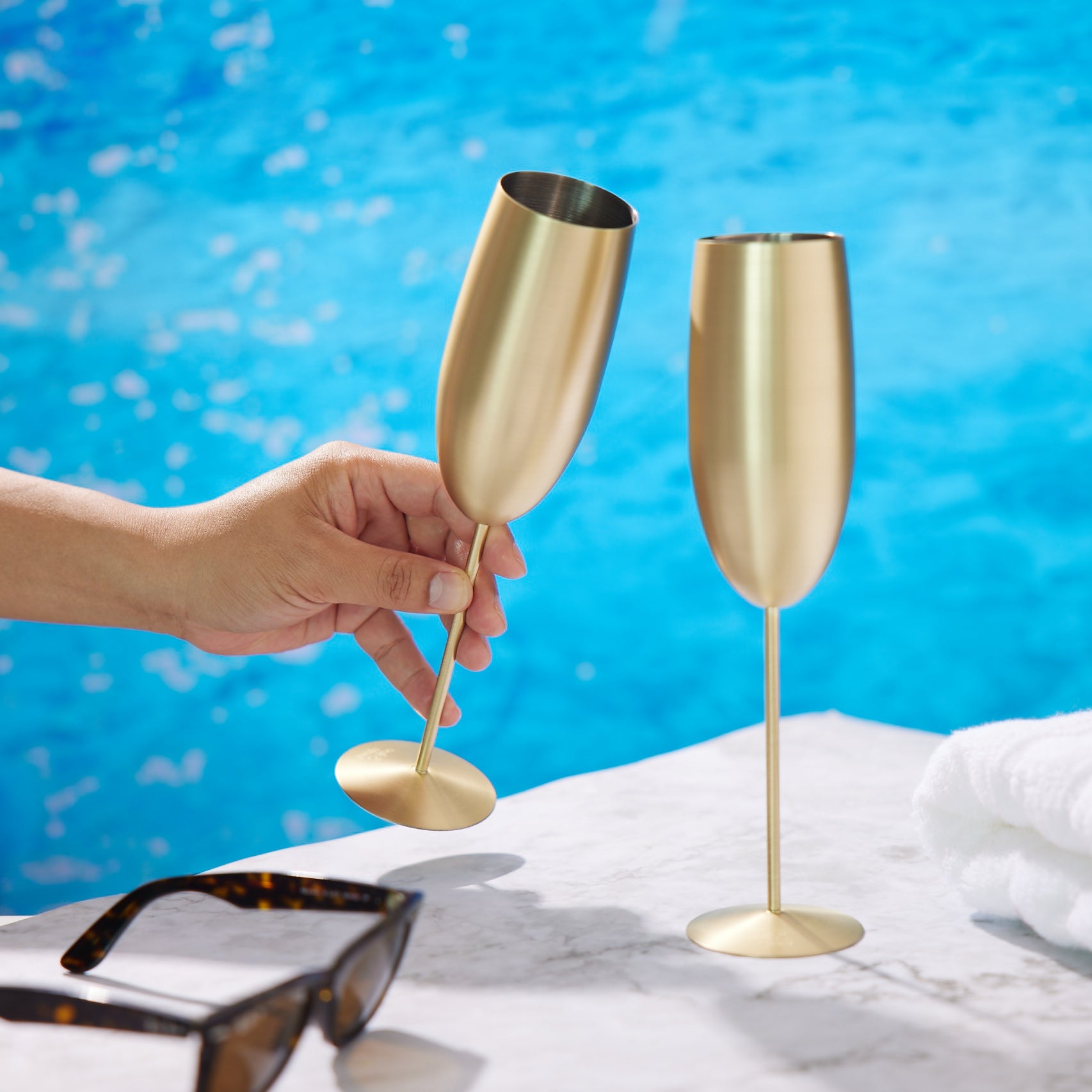 Stainless Steel Matte Gold Champagne Flutes