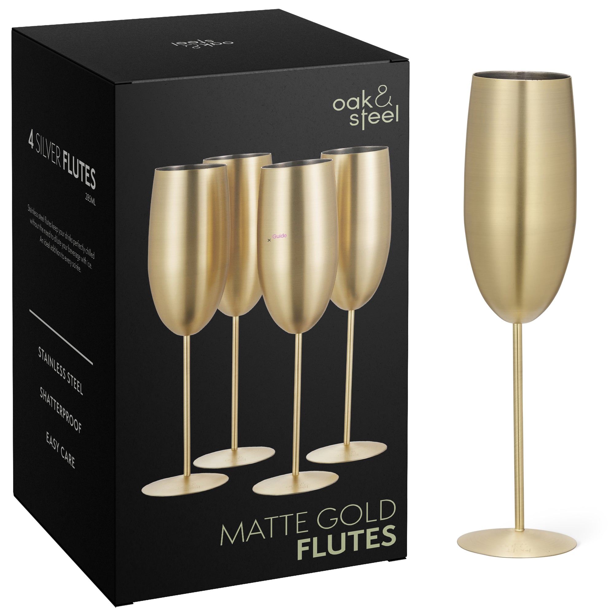 Stainless Steel Matte Gold Champagne Flutes
