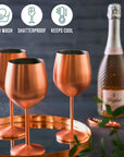 Stainless Steel Matte Rose Gold Wine Glasses