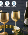 Stainless Steel Matte Gold Wine Glasses