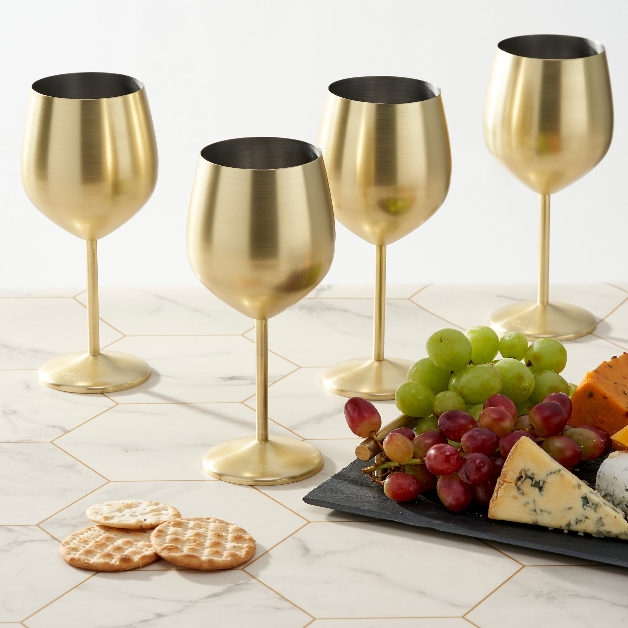 Stainless Steel Matte Gold Wine Glasses