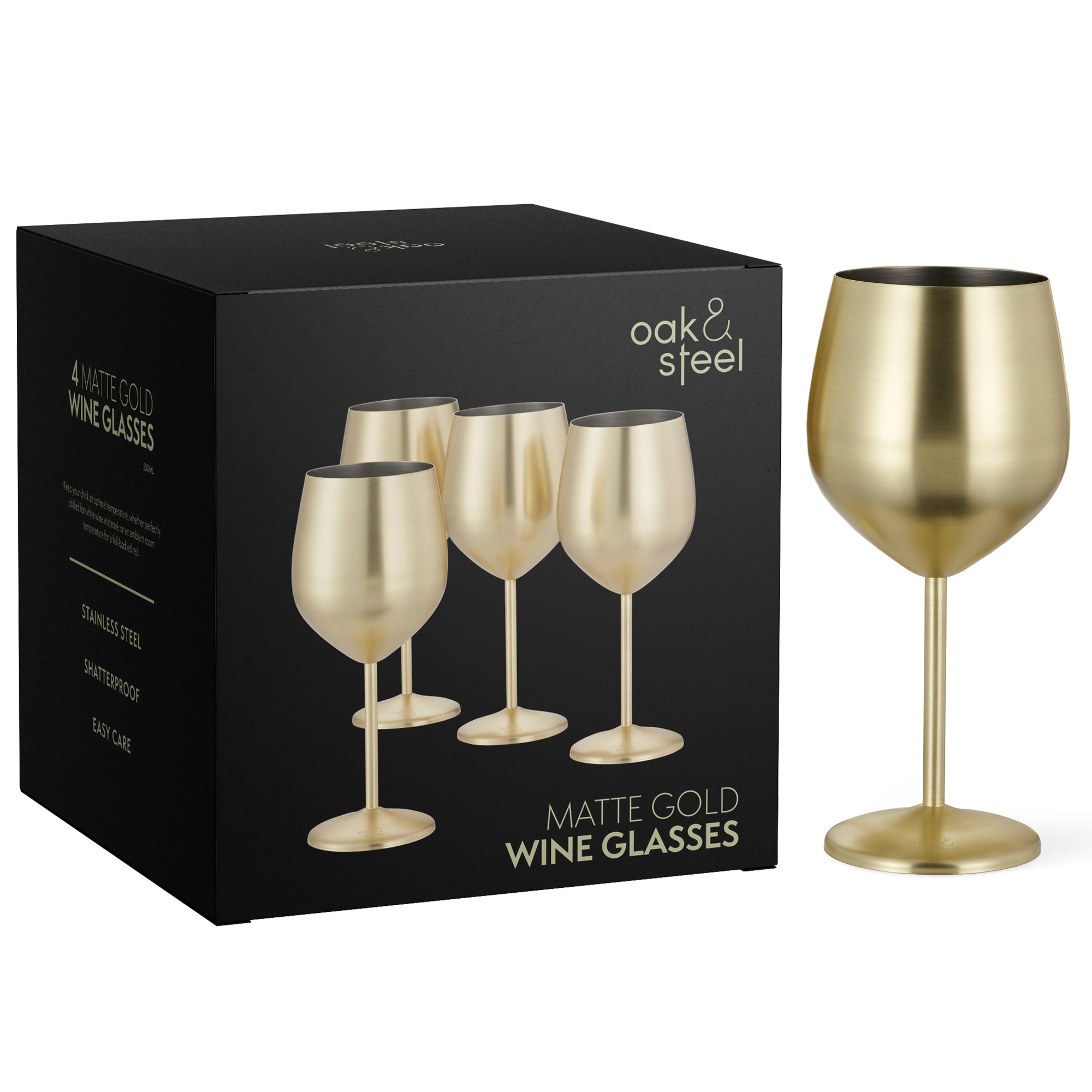 Stainless Steel Matte Gold Wine Glasses