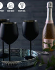 Stainless Steel Matte Black Wine Glasses