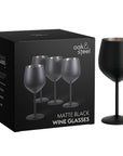 Stainless Steel Matte Black Wine Glasses