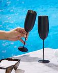 Stainless Steel Matte Black Champagne Flutes