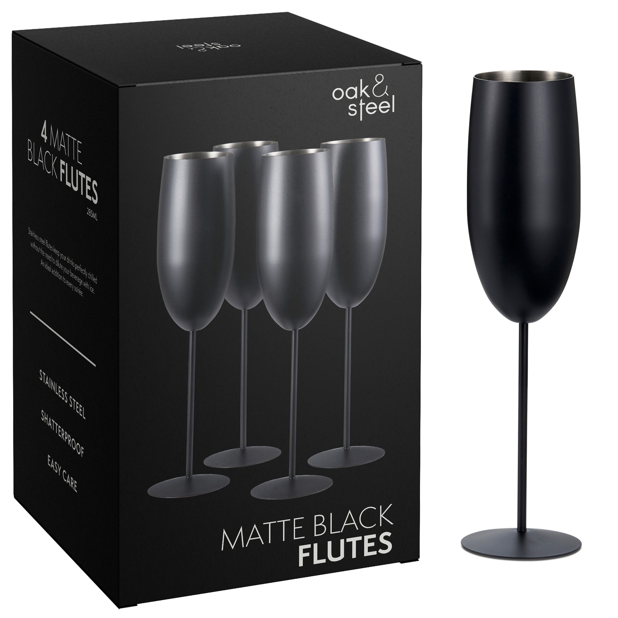 Stainless Steel Matte Black Champagne Flutes