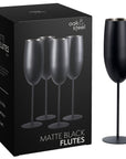 Stainless Steel Matte Black Champagne Flutes