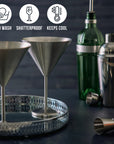 Stainless Steel Matte Silver Martini Cocktail Glasses