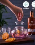Glass Gin Teapot & Infuser Set with 4 Glass Tea Cups