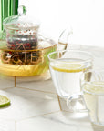 Glass Gin Teapot & Infuser Set with 4 Glass Tea Cups