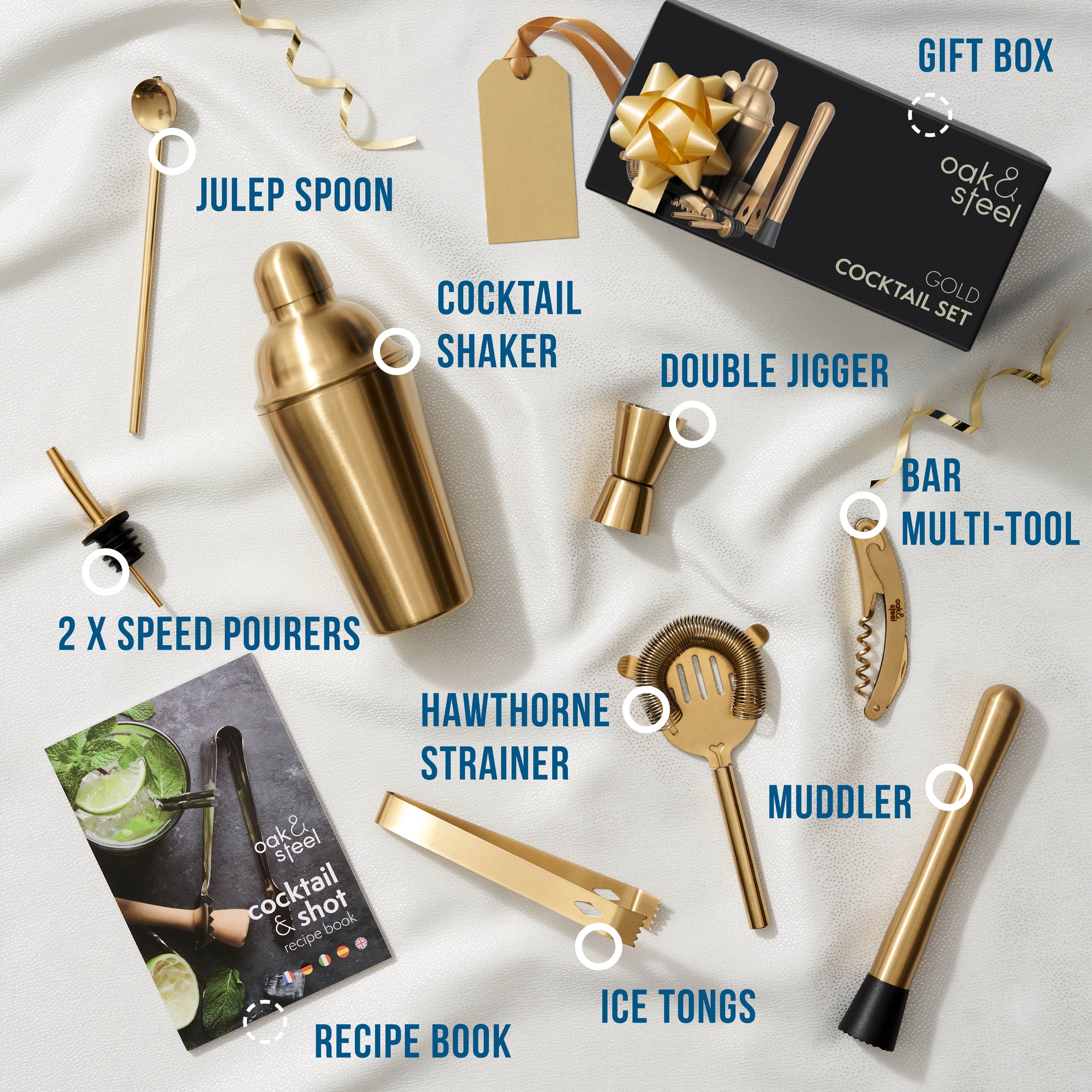 Stainless Steel Gold Cocktail Set