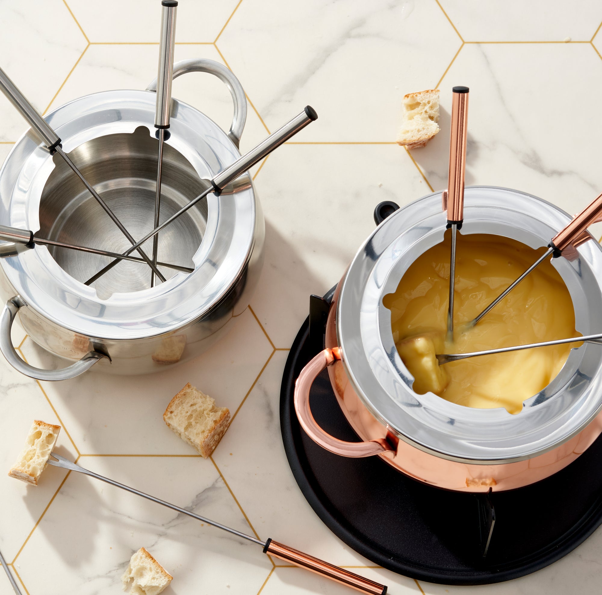 Stainless Steel Rose Gold Fondue Set