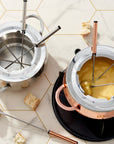 Stainless Steel Rose Gold Fondue Set