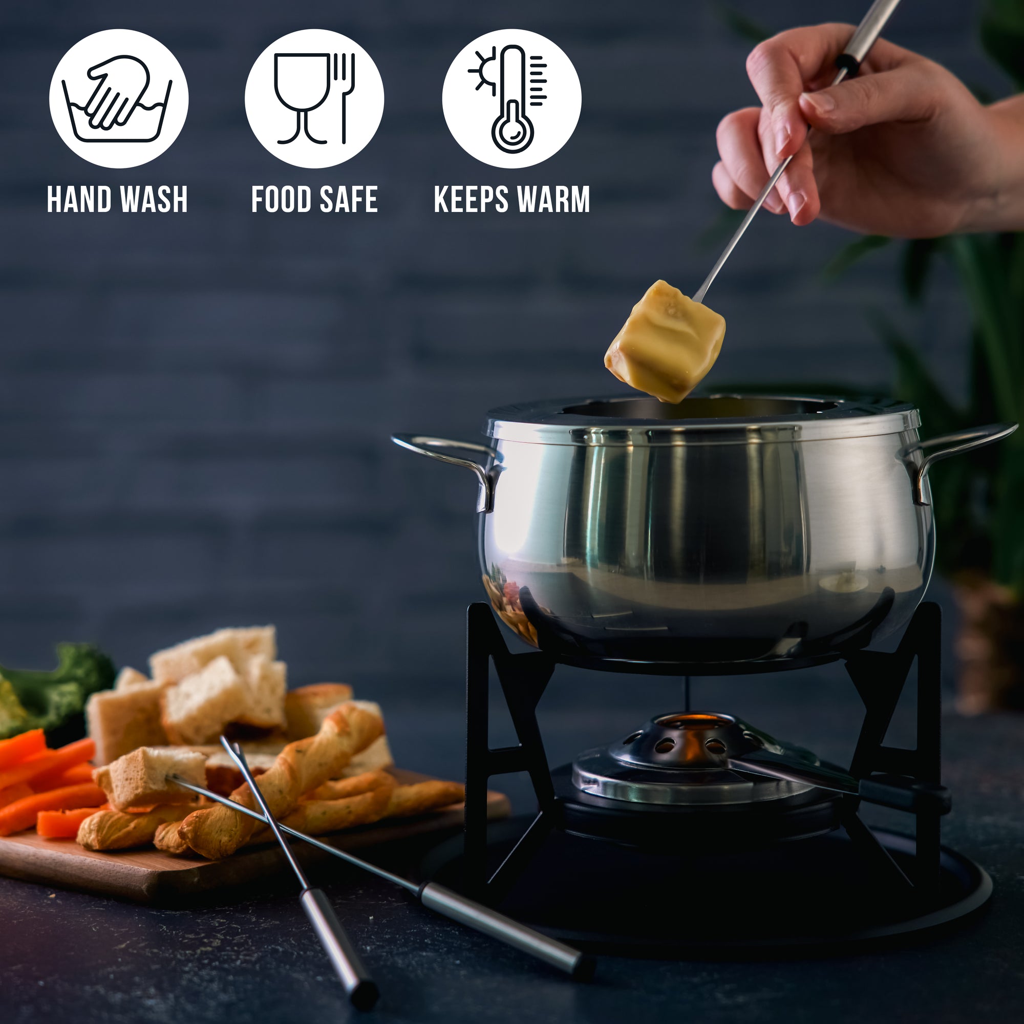 Stainless Steel Silver Fondue Gift Set