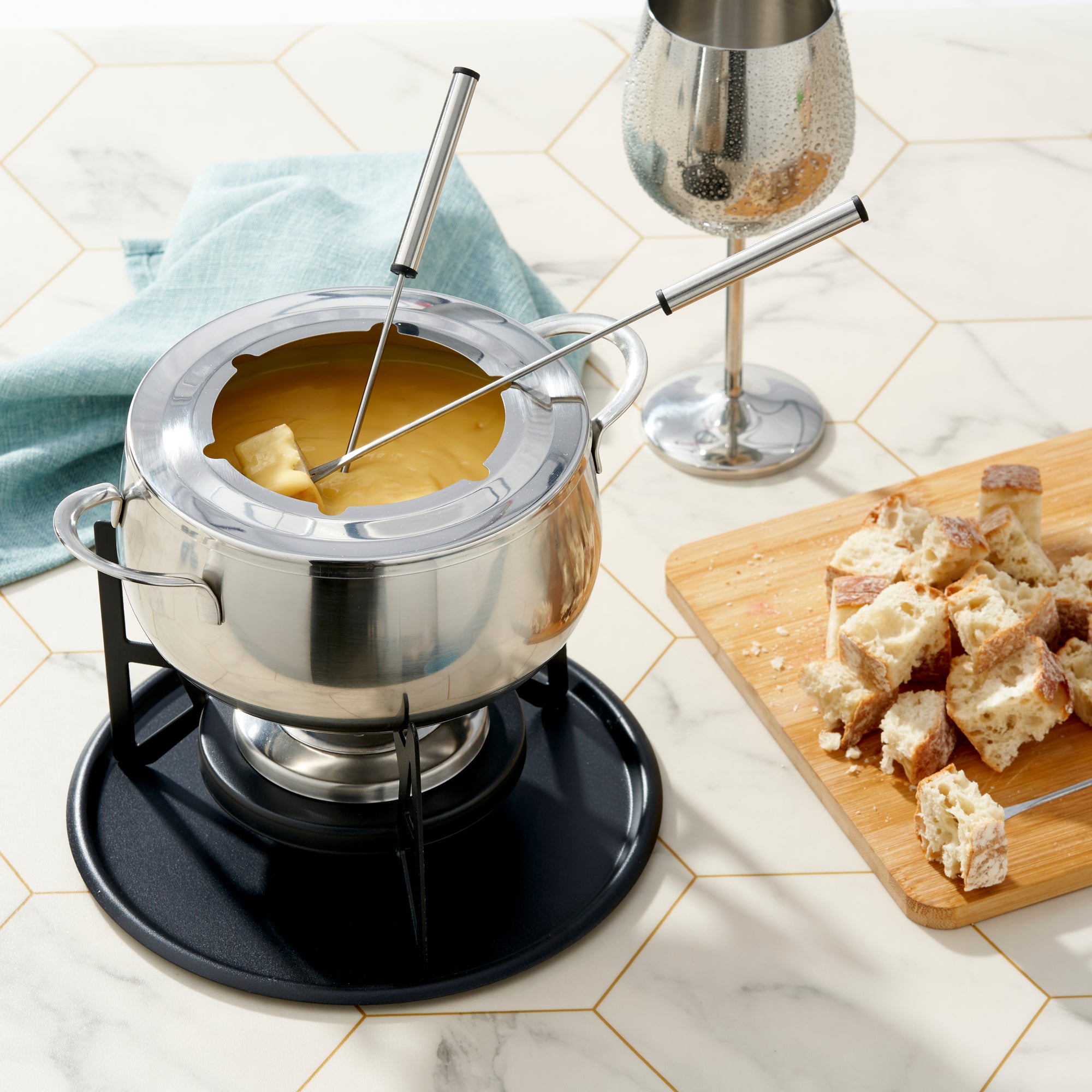 Stainless Steel Silver Fondue Gift Set