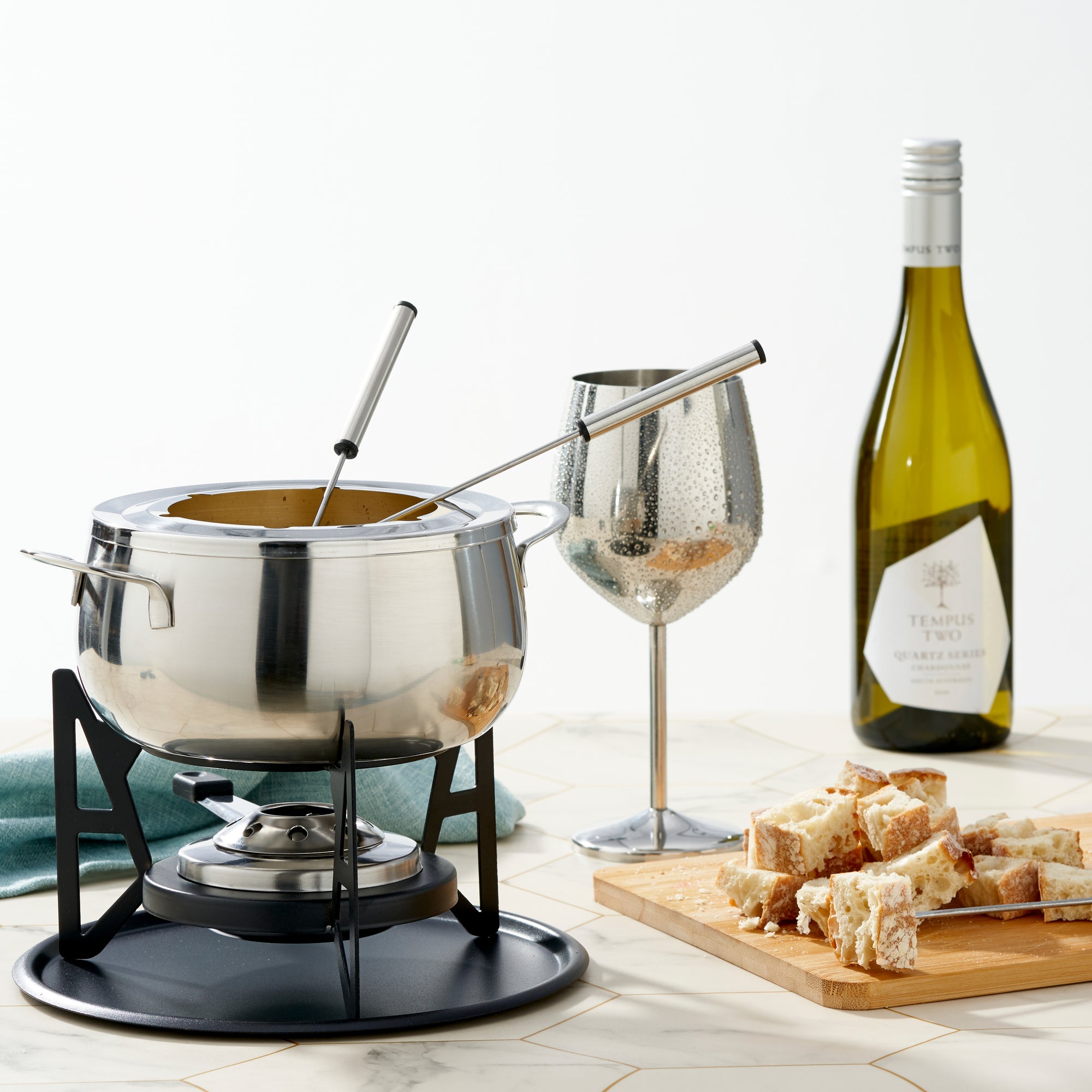 Stainless Steel Silver Fondue Gift Set