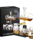 Glass Ship Whiskey Decanter Set