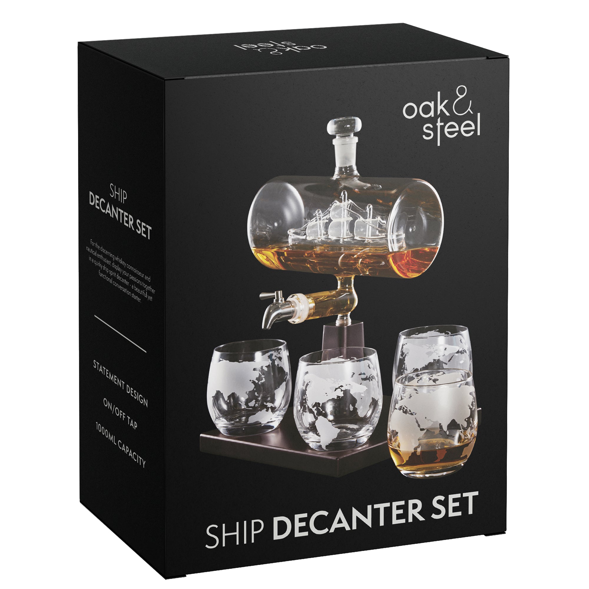 Glass Ship Whiskey Decanter Set