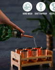 Stainless Steel Rose Gold Shot Glasses with Wooden Tray