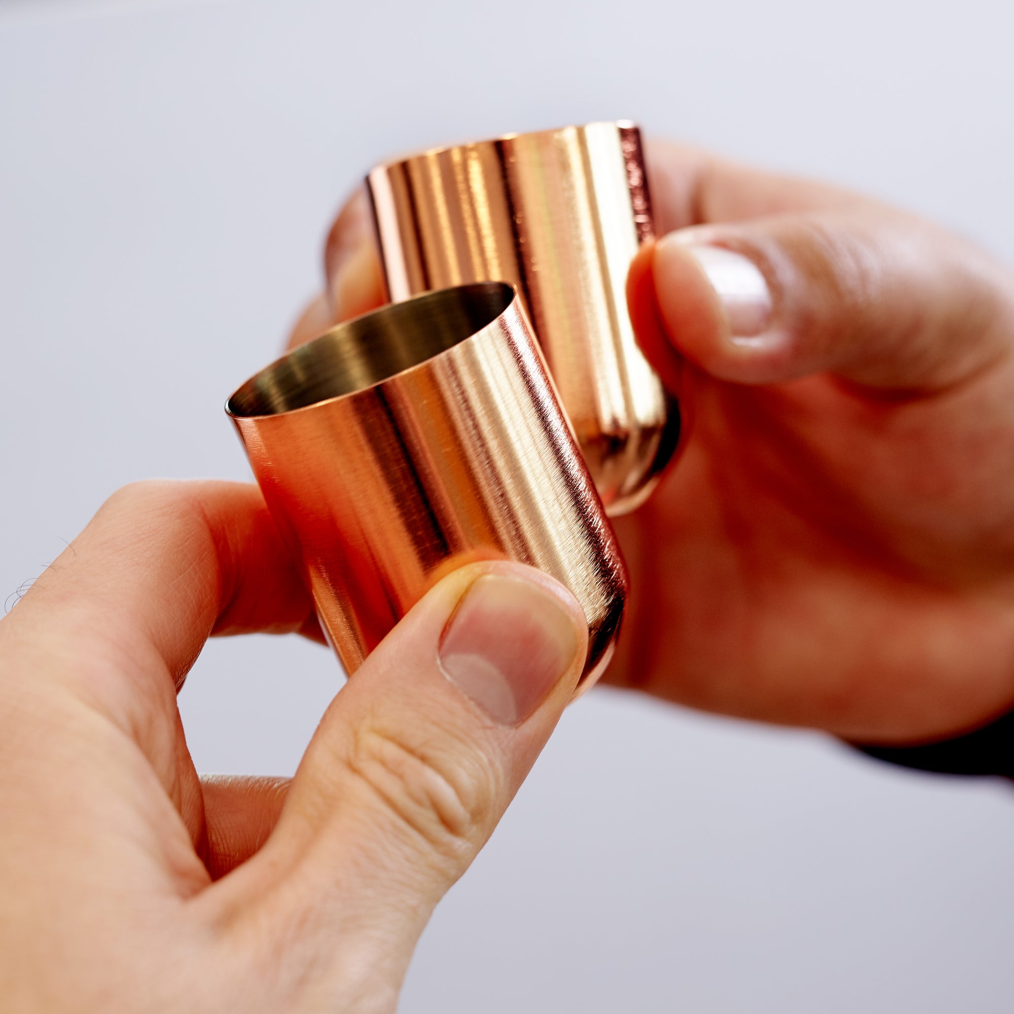 Stainless Steel Rose Gold Shot Glasses with Wooden Tray